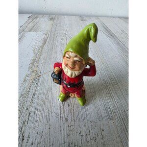 Antique elf Japan truck wear vintage lantern figurine statue Xmas decor‎ village